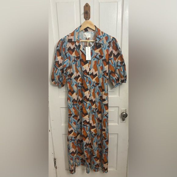 Victoria Dunn Dresses & Skirts - Marigold by Victoria Dunn Hurley City Scape Geometric Midi Dress Size Medium